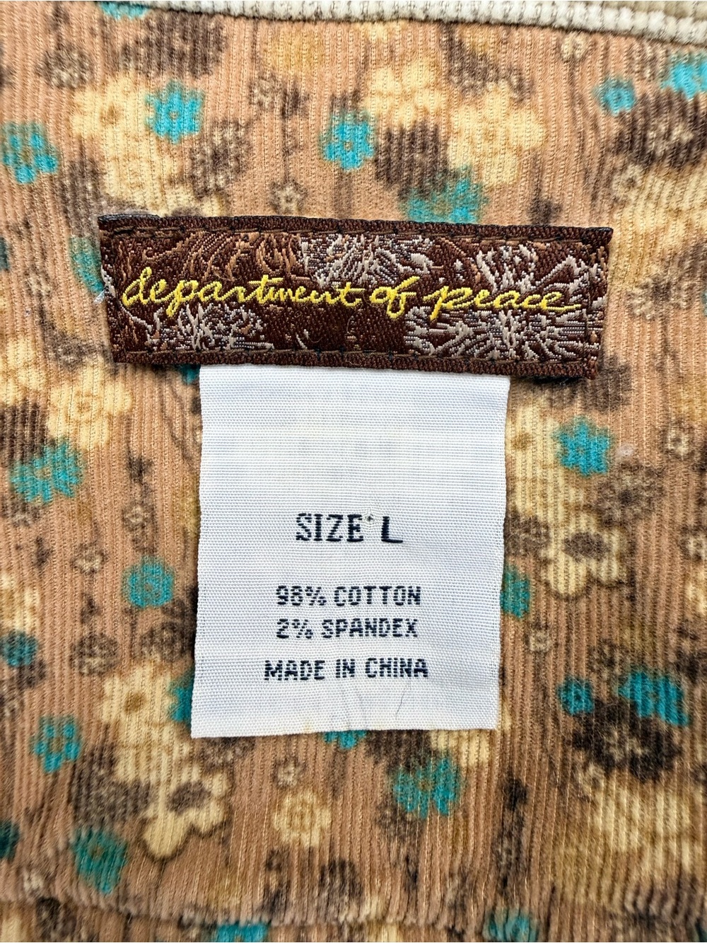Department of Peace Corduroy Jacket L Tan Y2K Boho Western Utility - Picture 6 of 9